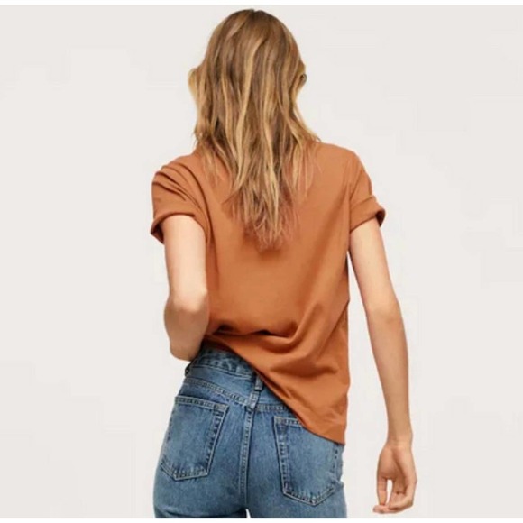 Mango EUC Crewneck Straight Cut Cotton Basic T-shirt Size M - Picture 2 of 6